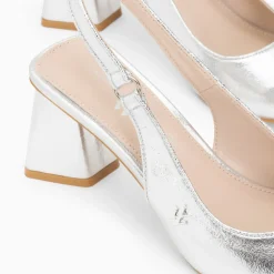 Escarpins slingback Lara argent à bout pointu
