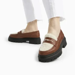 Mocassins Claudine marron en fausse fourrure