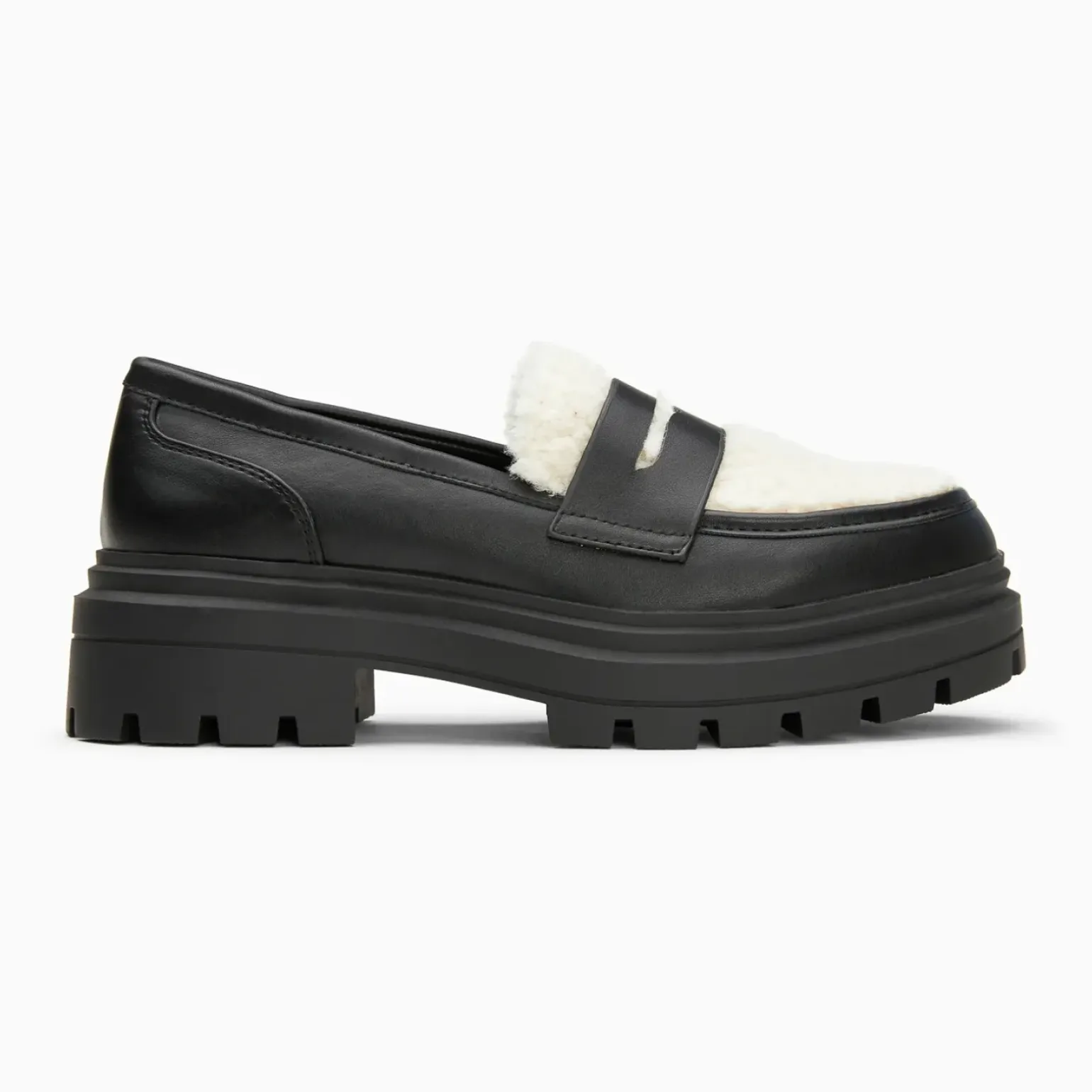 Mocassins Claudine noirs en fausse fourrure