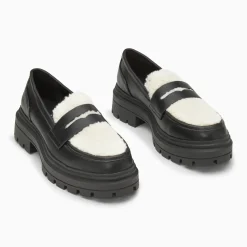 Mocassins Claudine noirs en fausse fourrure