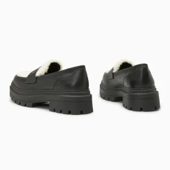Mocassins Claudine noirs en fausse fourrure