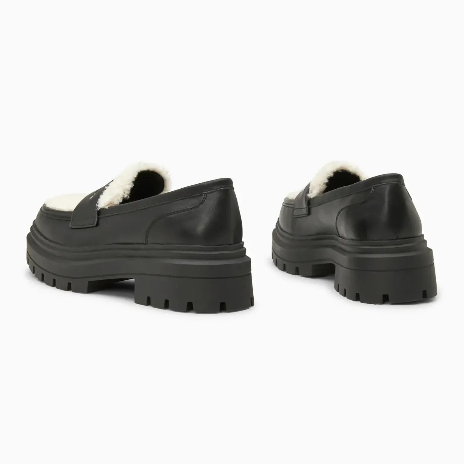 Mocassins Claudine noirs en fausse fourrure