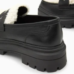 Mocassins Claudine noirs en fausse fourrure