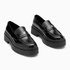 Mocassins Rosalie noirs à plateforme crantée