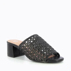 Mules à talon Francesca noires façon cannage