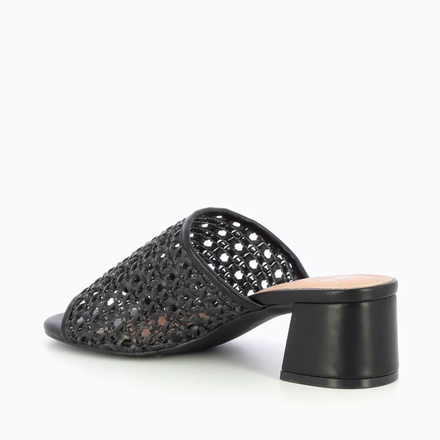 Mules à talon Francesca noires façon cannage