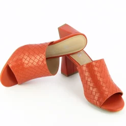 Mules à talon Melaurie rouge effet tressé