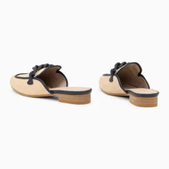 Mules Emna beige et bleu marine à chaîne mate