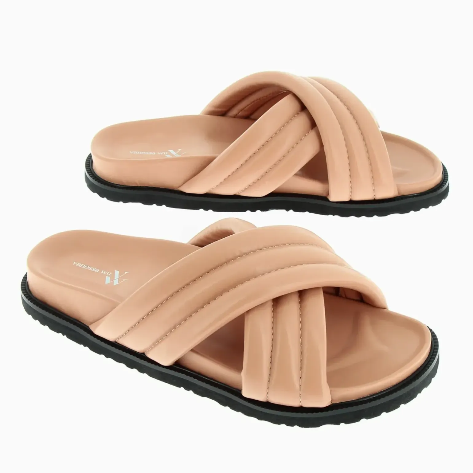 Mules Ilona nude à brides croisées rembourrées