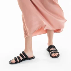 Mules Mila à brides tressées noires