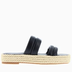 Mules Nala noires à plateforme cordes
