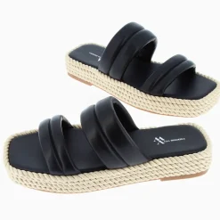 Mules Nala noires à plateforme cordes
