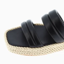Mules Nala noires à plateforme cordes