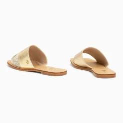 Mules plates Soeacik bi-matière or et beige