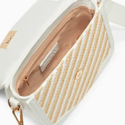 Petit sac cartable Aline blanc et beige tressé
