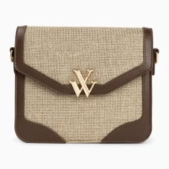 Petit sac cartable Blair marron en tweed