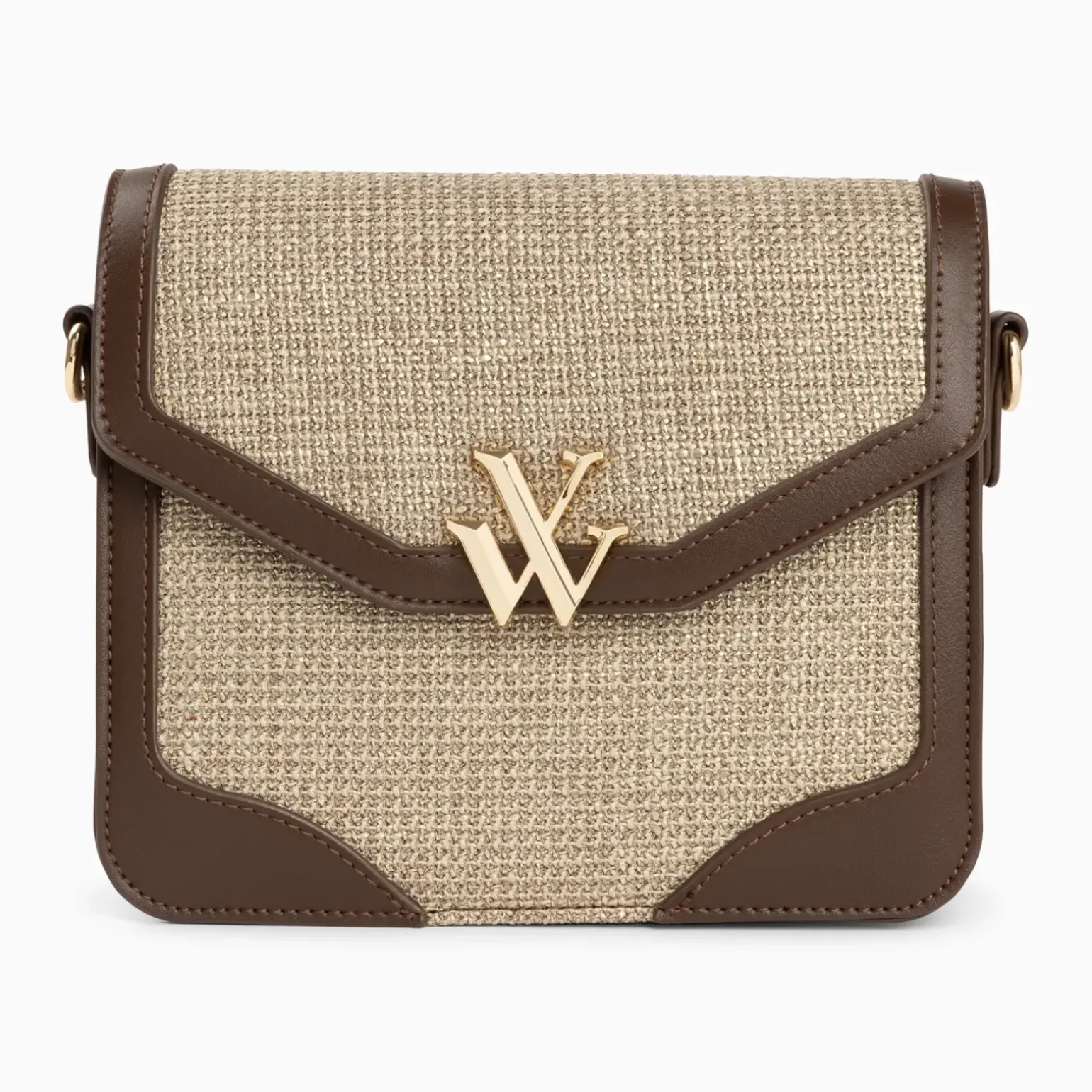 Petit sac cartable Blair marron en tweed