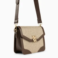 Petit sac cartable Blair marron en tweed