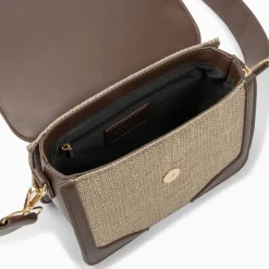 Petit sac cartable Blair marron en tweed