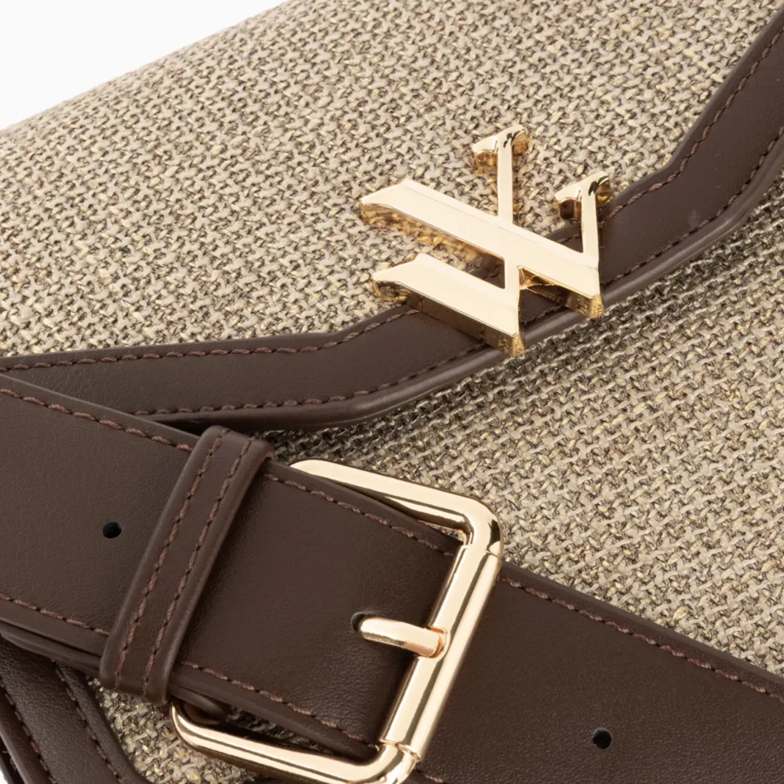 Petit sac cartable Blair marron en tweed