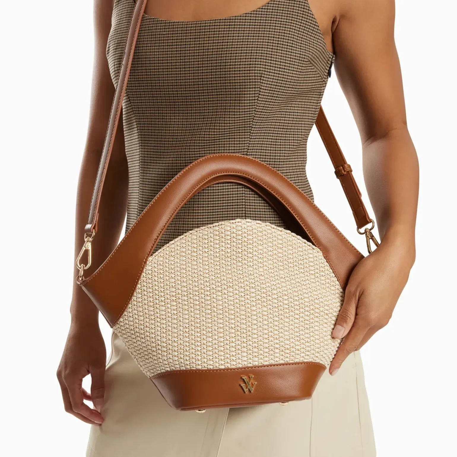 Petit sac panier Juliane beige et camel