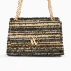 Sac à main Naomi noir et beige à chaîne