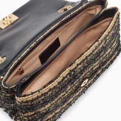 Sac à main Naomi noir et beige à chaîne