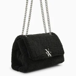 Sac à main Ophra noir en fausse fourrure et à chaîne