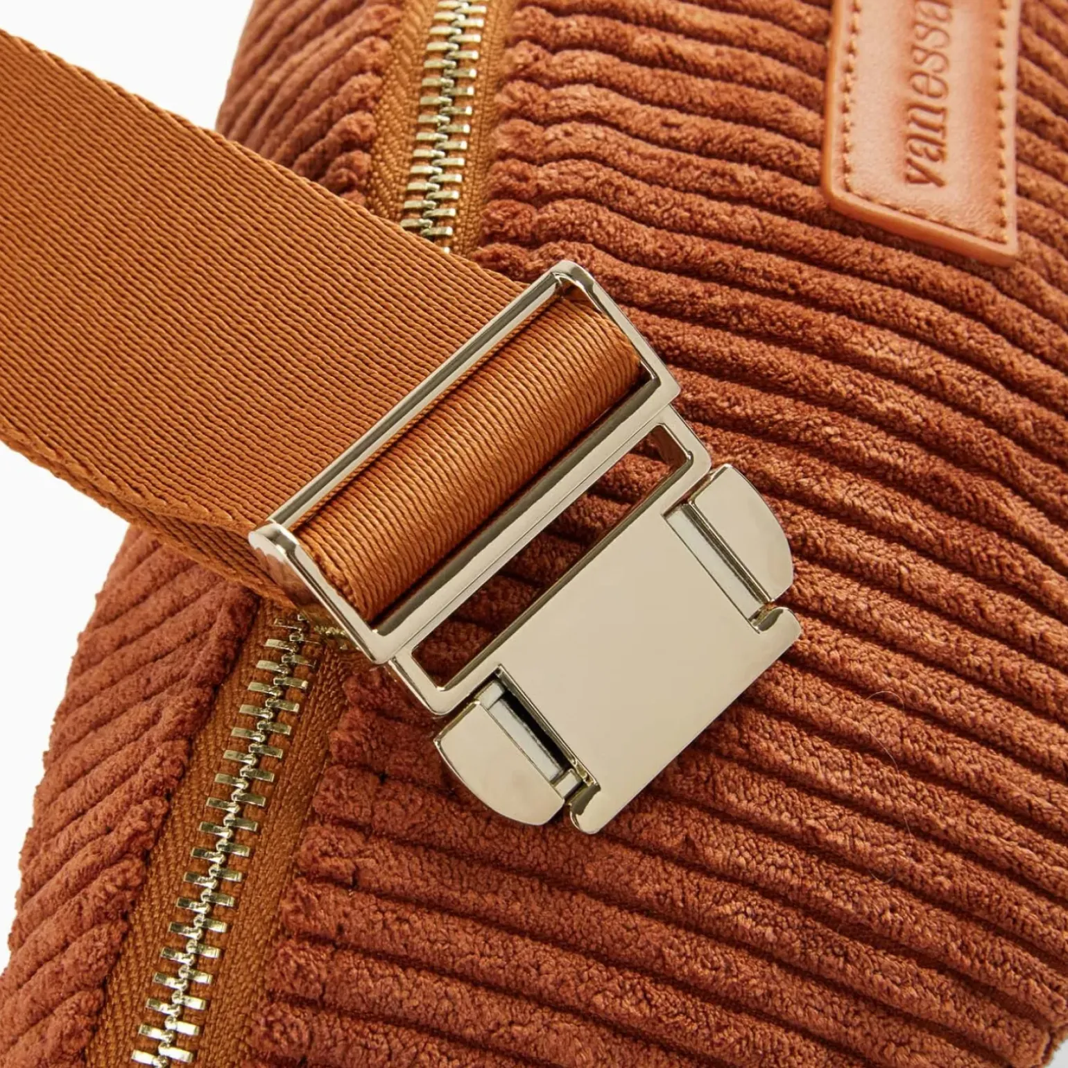 Sac banane Marjorie brique en velours côtelé