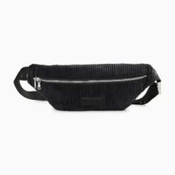 Sac banane Marjorie noir en velours côtelé