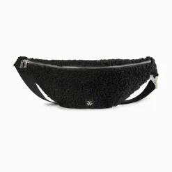 Sac banane oversize Annaelle noir en fausse fourrure