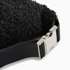 Sac banane oversize Annaelle noir en fausse fourrure