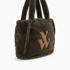 Sac cabas Carolina kaki en fausse fourrure