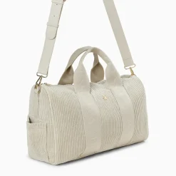 Sac week-end Adrienne beige clair en velours côtelé