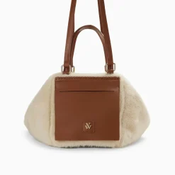 Sac week-end Kenza beige et camel en fausse fourrure