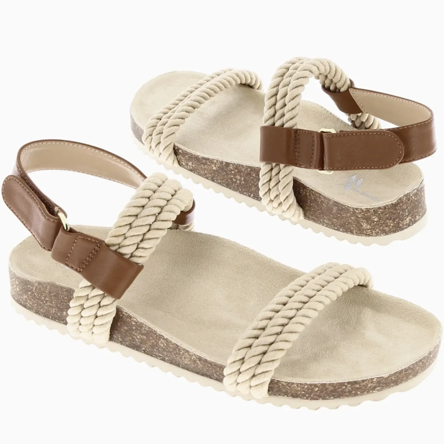 Sandales à brides Hortense beiges en cordes