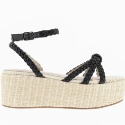 Sandales à plateforme et brides tressées Catalina noires