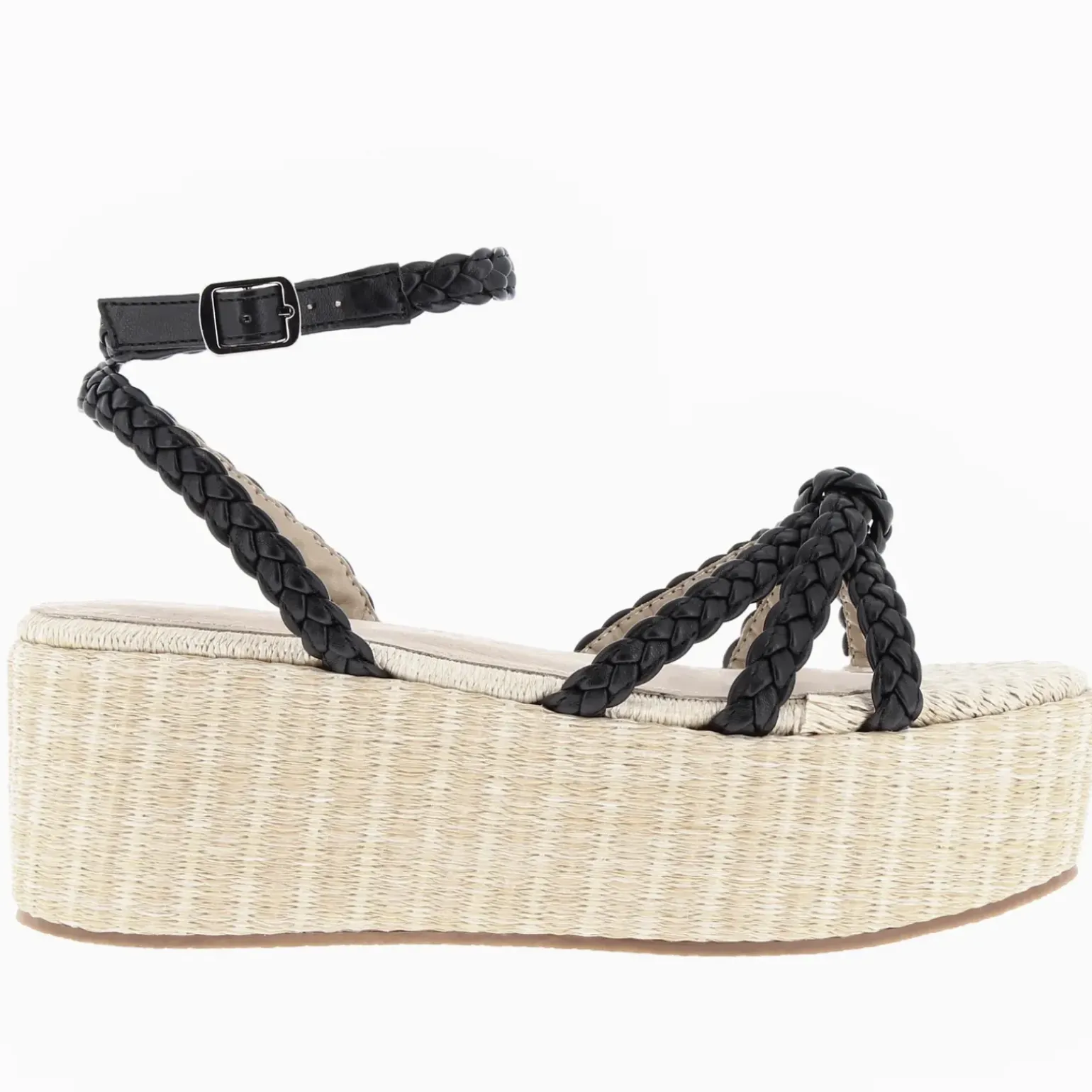 Sandales à plateforme et brides tressées Catalina noires