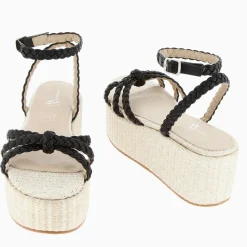 Sandales à plateforme et brides tressées Catalina noires