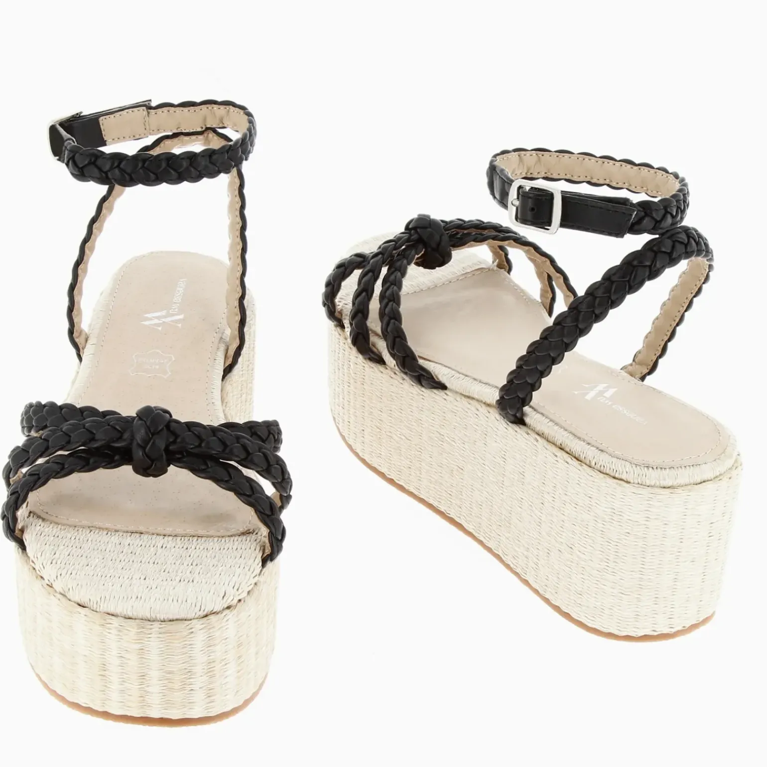 Sandales à plateforme et brides tressées Catalina noires