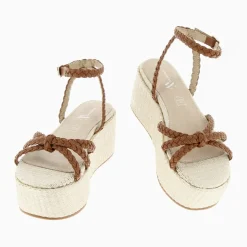 Sandales à plateforme et brides tressées Catalina camel