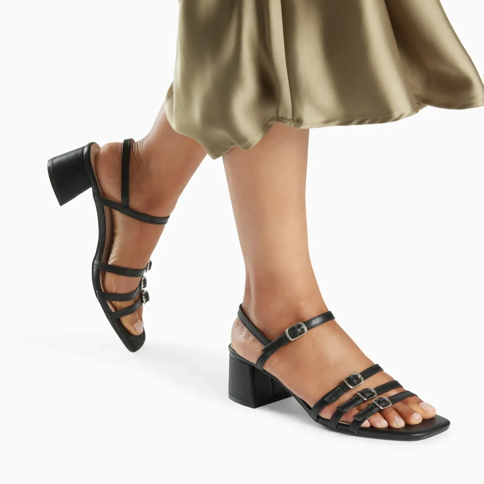 Sandales à talon Alexandra multibrides noires