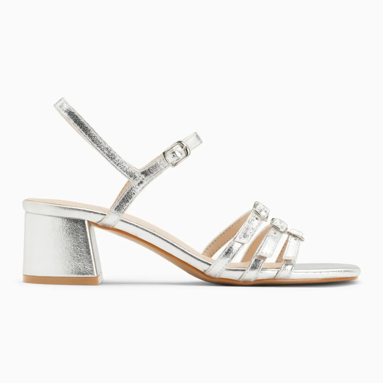 Sandales à talon Alexandra multibrides argent