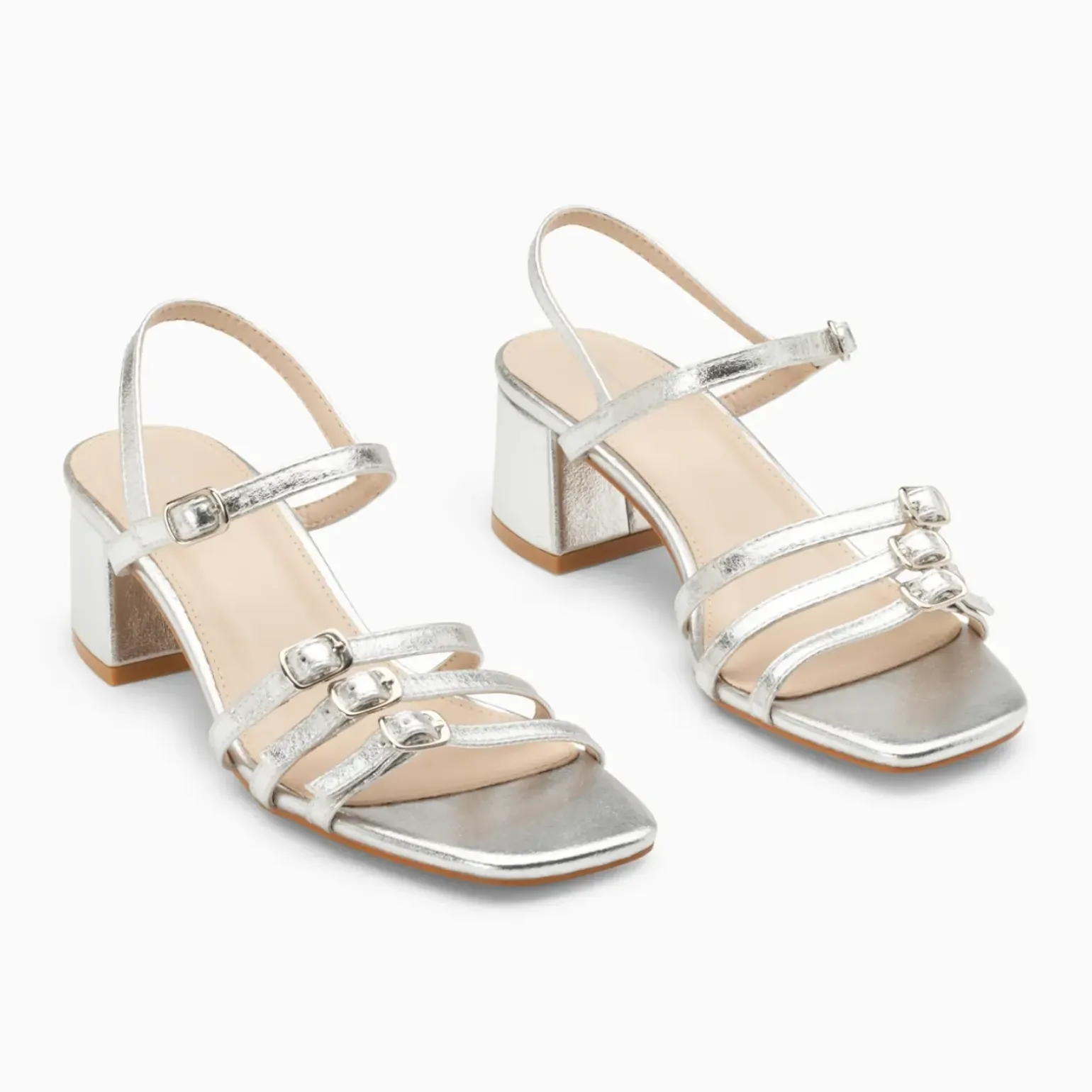 Sandales à talon Alexandra multibrides argent