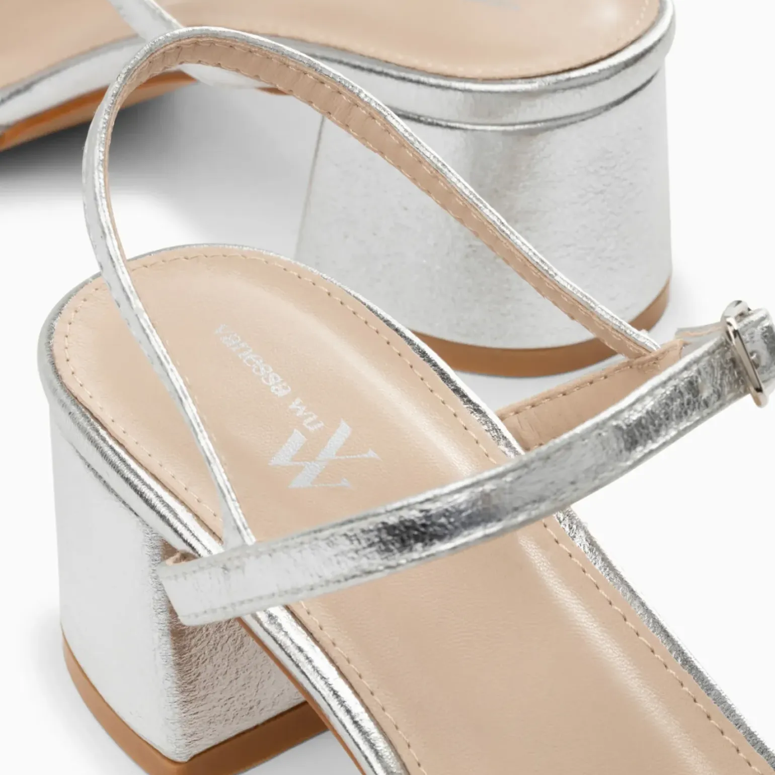 Sandales à talon Alexandra multibrides argent