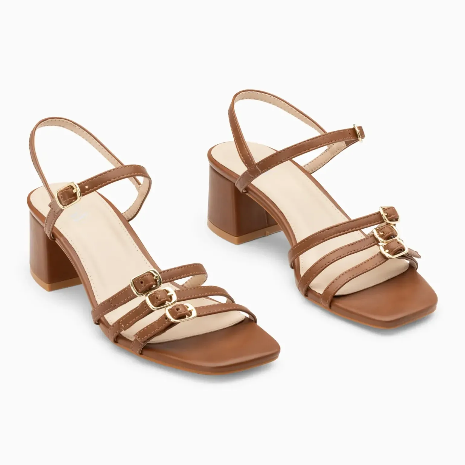 Sandales à talon Alexandra multibrides brunes