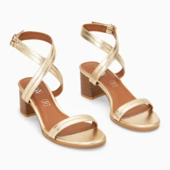 Sandales à talon Bella or à doubles brides