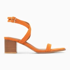 Sandales à talon Bella orange à doubles brides