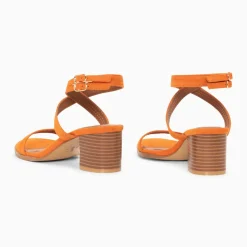 Sandales à talon Bella orange à doubles brides
