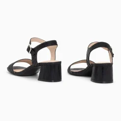 Sandales à talon Jenna noires en tissu jacquard